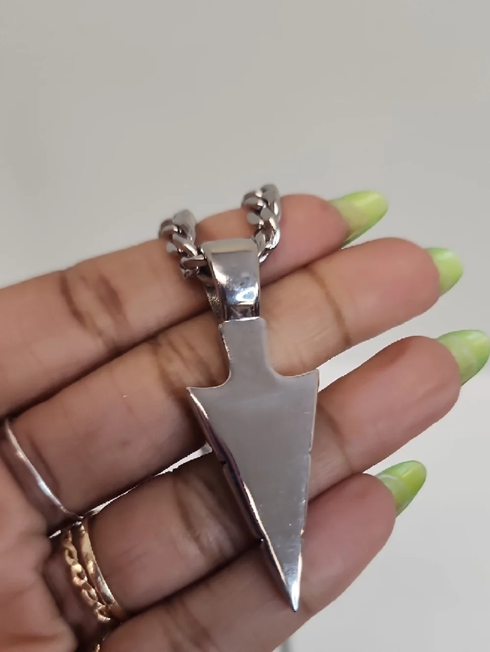Stainless Steel Arrowhead Pendant Necklace Black Silver Chain